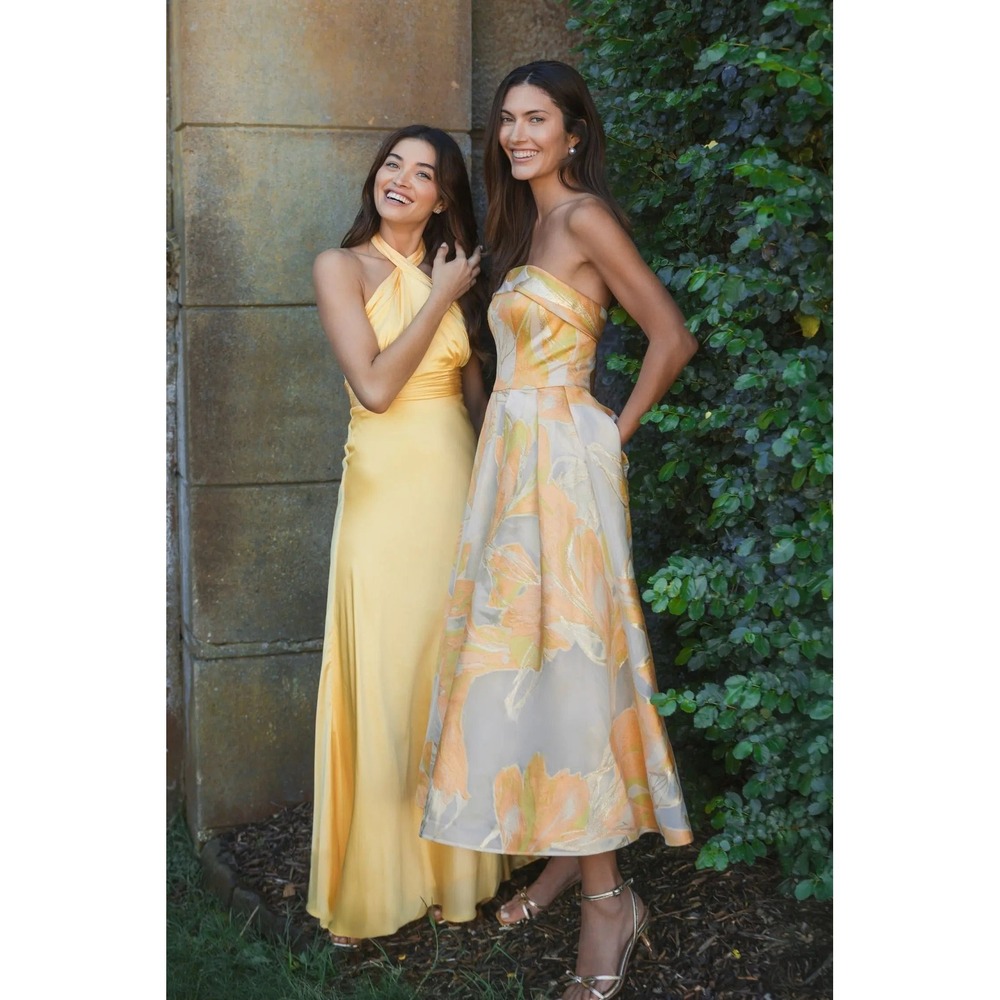 Mac Duggal Strapless Dress in Orange and Green Floral - Picture 14 of 14